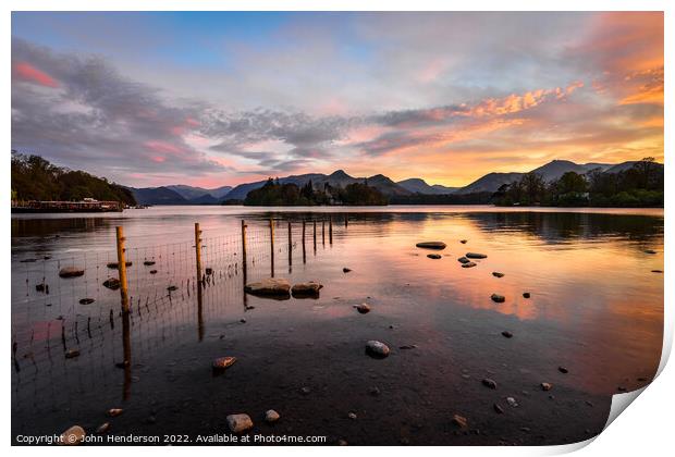 A Majestic Sunset over Derwentwater Print by John Henderson