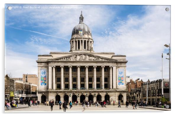 The Exchange Building Nottingham Street Scene Acrylic by Pearl Bucknall