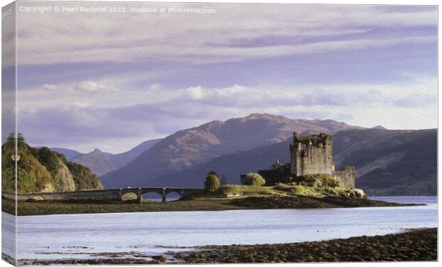 Eilean Donan Castle Scotland Oil Painting Canvas Print by Pearl Bucknall