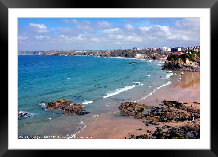 Newquay at low tide, Cornwall. Framed Mounted Print by john hill
