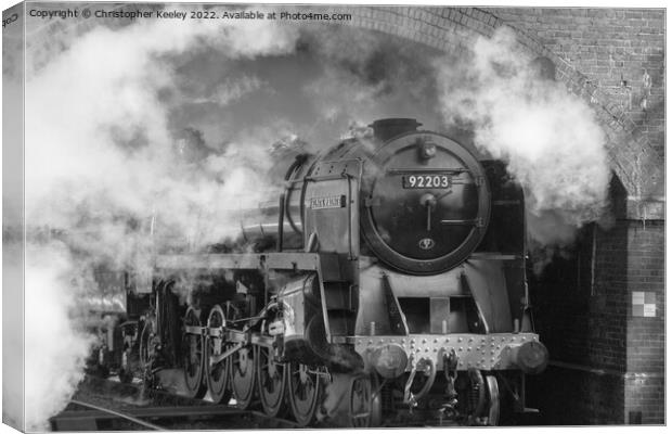 Black Prince steam train emerging from tunnel Canvas Print by Christopher Keeley