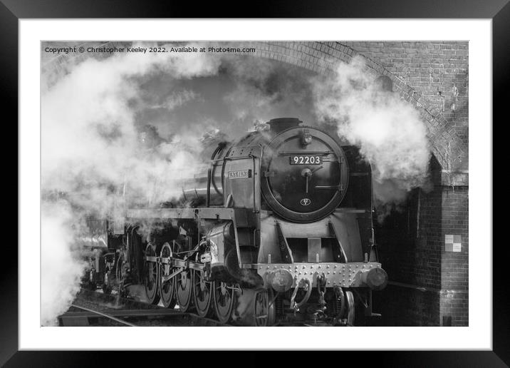 Black Prince steam train emerging from tunnel Framed Mounted Print by Christopher Keeley