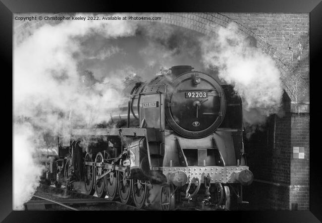 Black Prince steam train emerging from tunnel Framed Print by Christopher Keeley