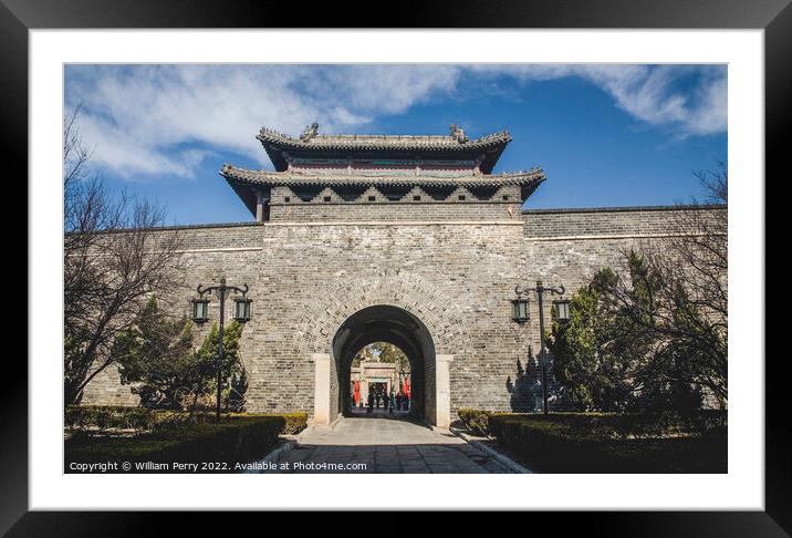 City Wall Gate Qufu China Entrance to Confucius Temple Framed Mounted Print by William Perry