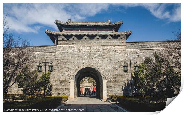 City Wall Gate Qufu China Entrance to Confucius Temple Print by William Perry