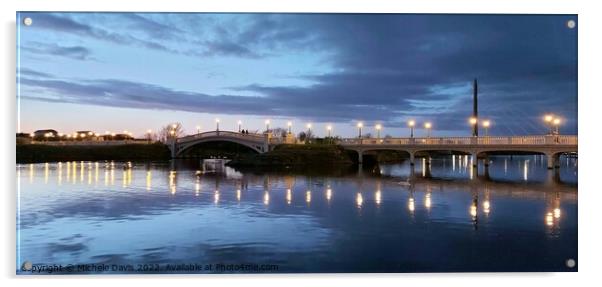 Venetian Bridge Southport, Twilight Acrylic by Michele Davis