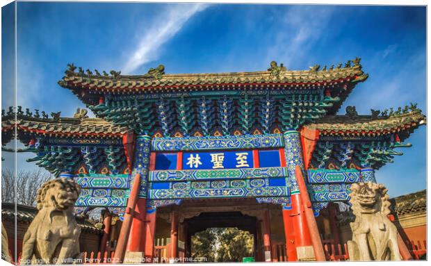 Entrance Gate Confucius Graveyard Qufu Shandong Province China Canvas Print by William Perry