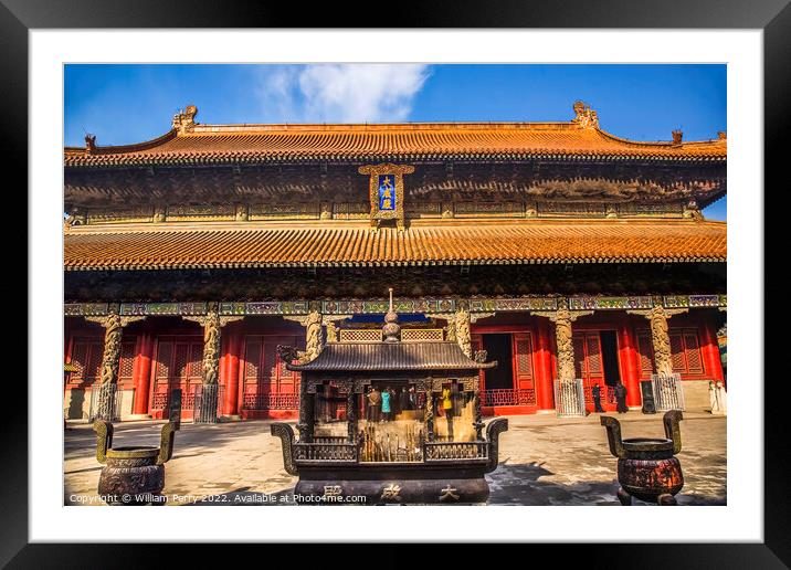 Confucius Temple Main Building Qufu China Framed Mounted Print by William Perry