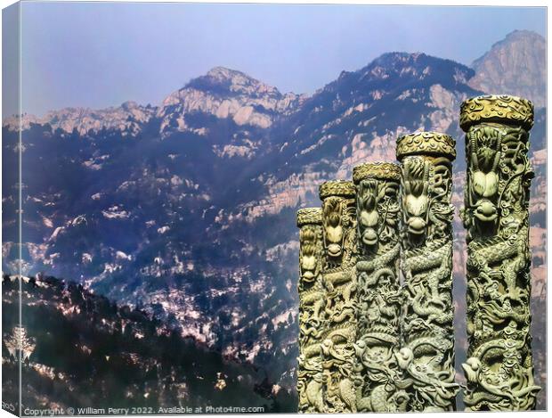 Dragon Statues Mount Tai Taian Shandong Province China Canvas Print by William Perry