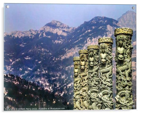 Dragon Statues Mount Tai Taian Shandong Province China Acrylic by William Perry