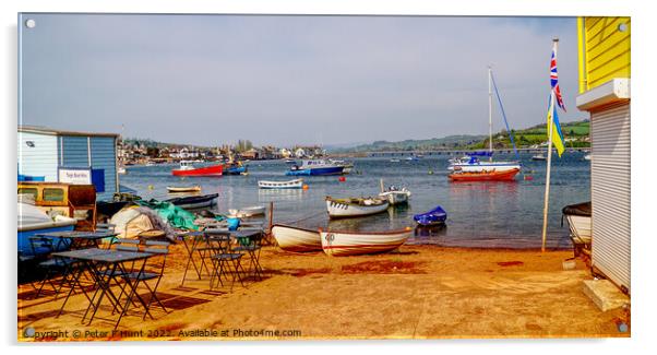 Teignmouth Back Beach High Tide Acrylic by Peter F Hunt