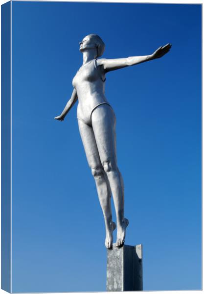 Diving Belle Statue, Scarborough Canvas Print by Darren Galpin