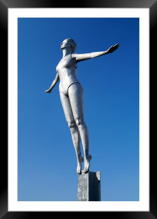 Diving Belle Statue, Scarborough Framed Mounted Print by Darren Galpin
