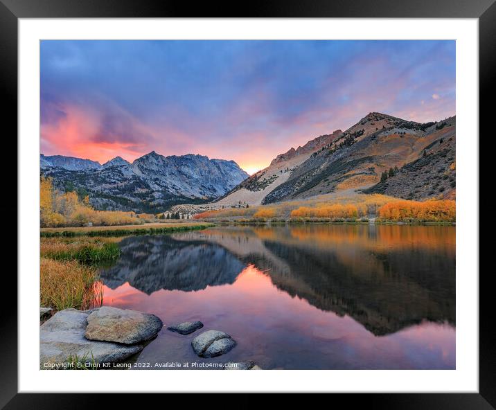 Sunset Mirror at Bishop, Autumn, Fall Color Framed Mounted Print by Chon Kit Leong