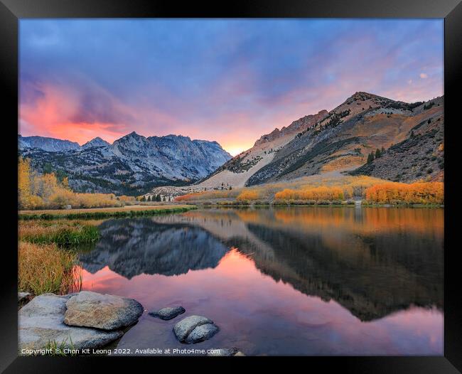 Sunset Mirror at Bishop, Autumn, Fall Color Framed Print by Chon Kit Leong