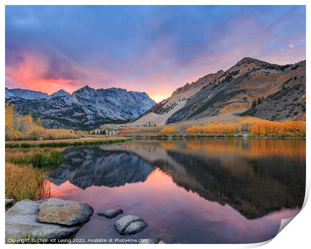 Sunset Mirror at Bishop, Autumn, Fall Color Print by Chon Kit Leong