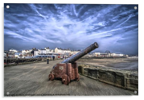 Bridlington North Pier Cannon, Yorkshire Coast Acrylic by Alison Chambers