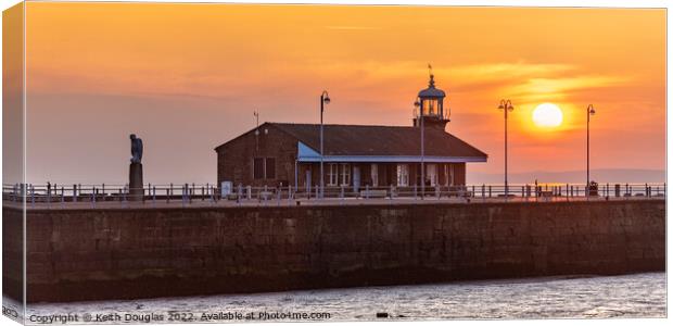 Morecambe Bay Sunset over the Stone Jetty Canvas Print by Keith Douglas