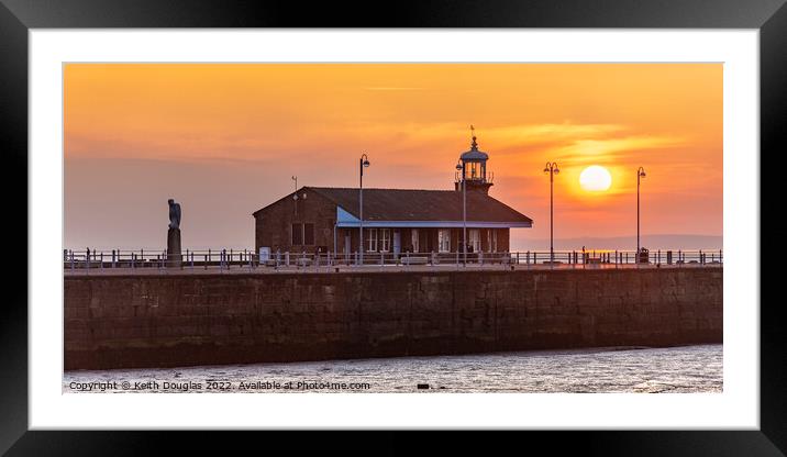 Morecambe Bay Sunset over the Stone Jetty Framed Mounted Print by Keith Douglas