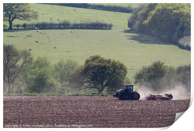 Working the land with machinery Print by Elaine Hayward