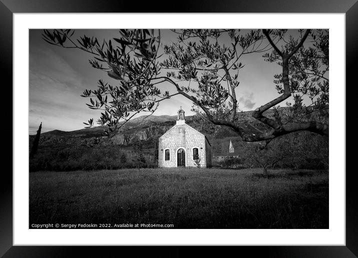 Old church of the Most Holy Trinity in village Pridvorje. Konavl Framed Mounted Print by Sergey Fedoskin