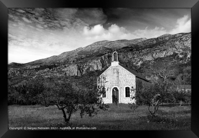 Old church of the Most Holy Trinity in village Pridvorje. Konavl Framed Print by Sergey Fedoskin