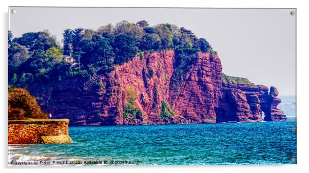 The Red Cliffs Of Teignmouth Acrylic by Peter F Hunt