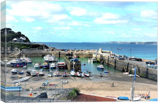 Low tide Harbor, Newquay, North Cornwall, UK. Canvas Print by john hill