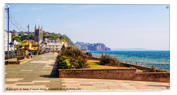 The Promenade Teignmouth Devon Acrylic by Peter F Hunt