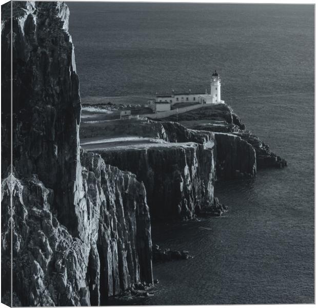 Neist Point Lighthouse Mono Canvas Print by Anthony McGeever