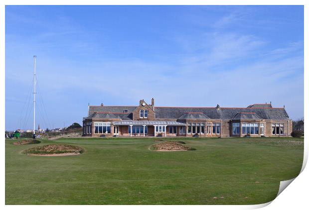 Royal Troon G.C 18th green and clubhouse Print by Allan Durward Photography