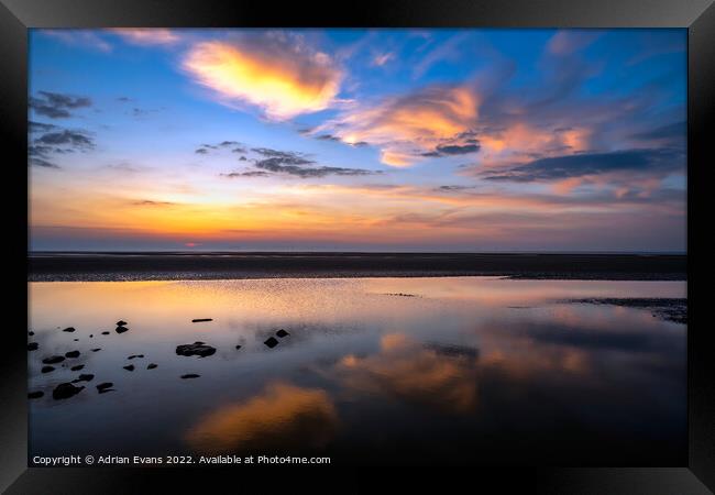 Ocean Sunset Wales Framed Print by Adrian Evans