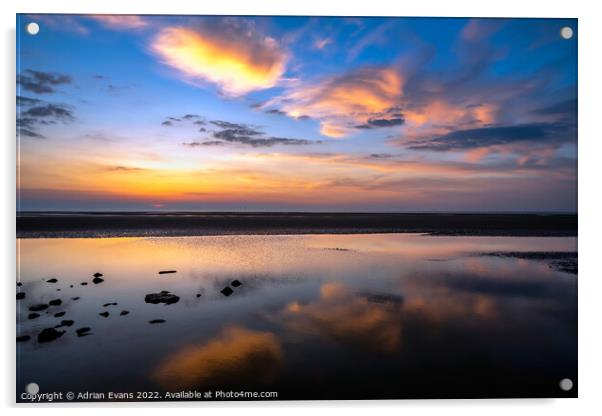 Ocean Sunset Wales Acrylic by Adrian Evans