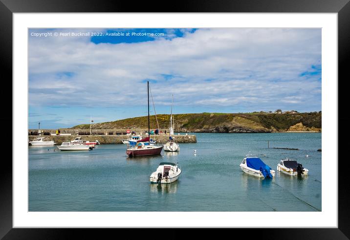 Boats in Cemaes Bay Harbour Anglesey Wales Framed Mounted Print by Pearl Bucknall