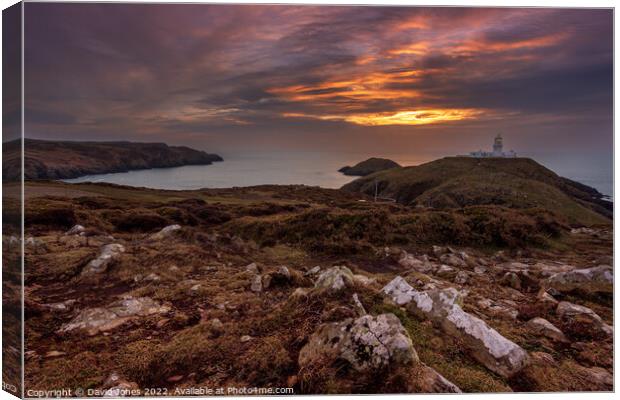 Sunset over Stumble Head Lighthouse Canvas Print by David Jones