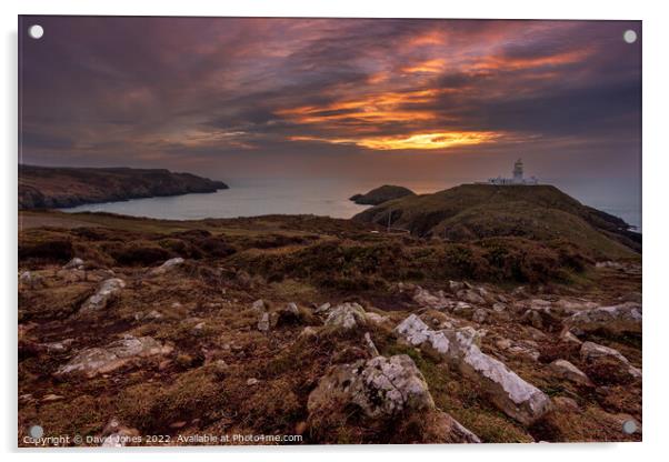 Sunset over Stumble Head Lighthouse Acrylic by David Jones