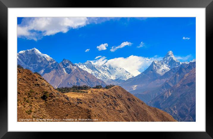 Trekking through the Himalayas Framed Mounted Print by Margaret Ryan