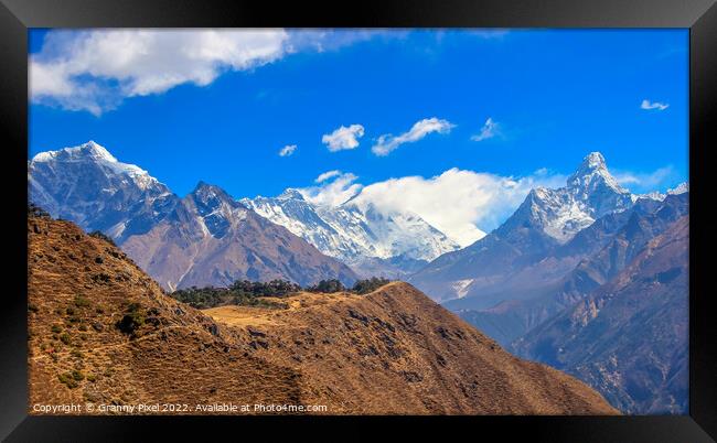 Trekking through the Himalayas Framed Print by Margaret Ryan