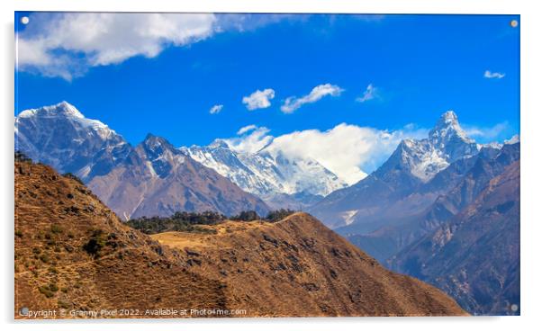 Trekking through the Himalayas Acrylic by Margaret Ryan