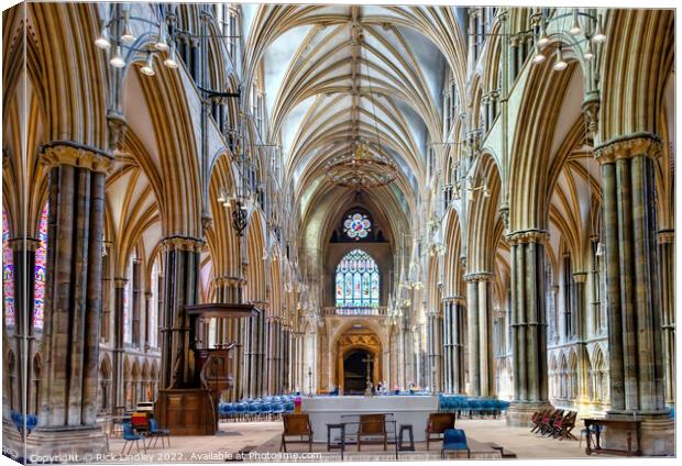 Inside Lincoln Cathedral Canvas Print by Rick Lindley