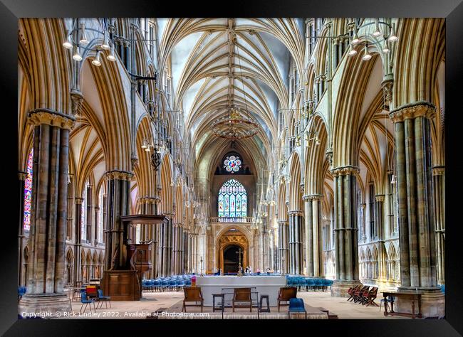 Inside Lincoln Cathedral Framed Print by Rick Lindley