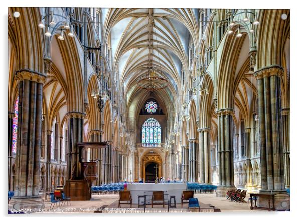 Inside Lincoln Cathedral Acrylic by Rick Lindley