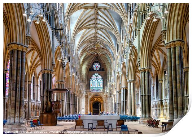 Inside Lincoln Cathedral Print by Rick Lindley