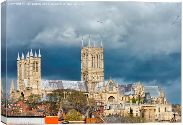 Storm Clouds over Lincoln Cathedral Canvas Print by Rick Lindley