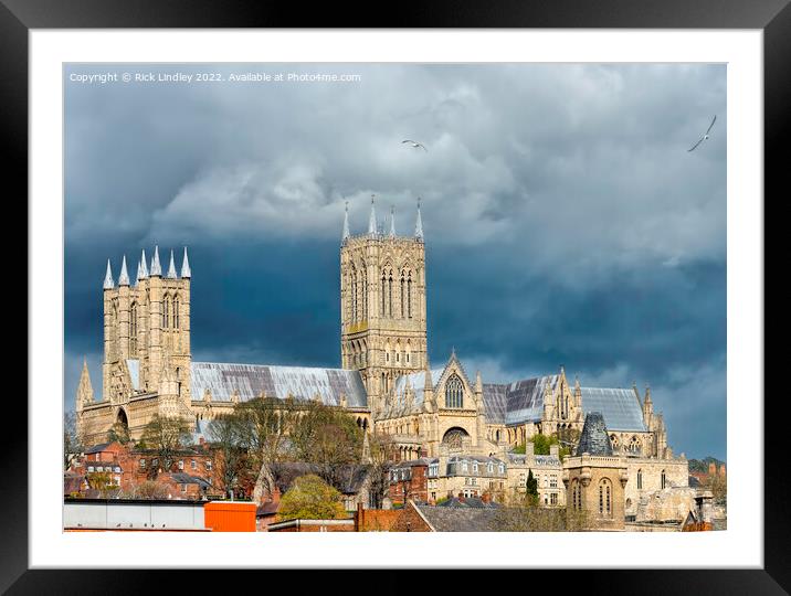 Storm Clouds over Lincoln Cathedral Framed Mounted Print by Rick Lindley