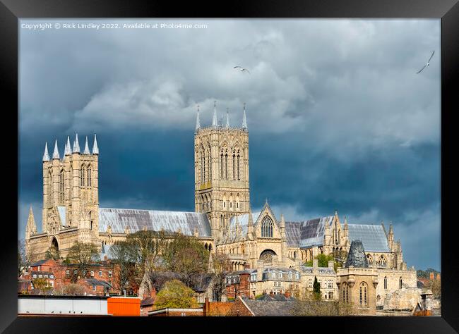 Storm Clouds over Lincoln Cathedral Framed Print by Rick Lindley