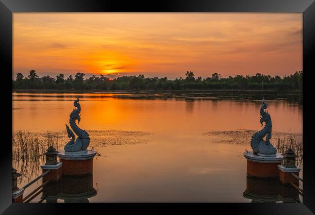 A beautiful lake in Ban Lalom District Sisaket Thailand  Framed Print by Wilfried Strang