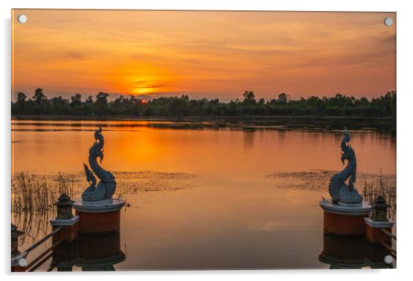 A beautiful lake in Ban Lalom District Sisaket Thailand  Acrylic by Wilfried Strang