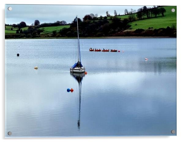 Boat on Wimbleball Lake Exmoor Acrylic by Alexandra Stevens