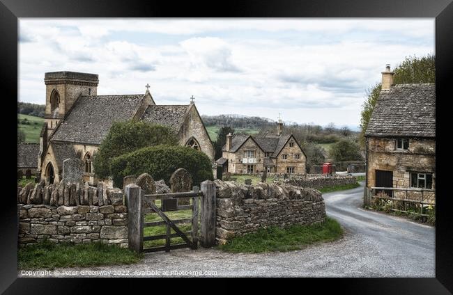 The Quintessential English Village Of Snowshill In The Cotswolds Framed Print by Peter Greenway